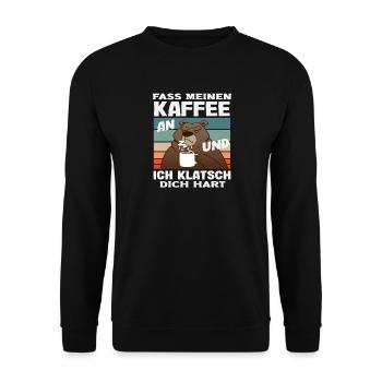 Funny Bear Coffee Saying Office Coffee Lover - Unisex Sweatshirt - black - Front - Alina (178cm) & Michal (187cm)