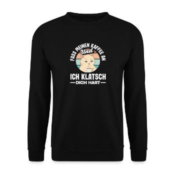 Funny Cat Coffee Saying Office Coffee Lover - Unisex Sweatshirt - black - Front - Alina (178cm) & Michal (187cm)