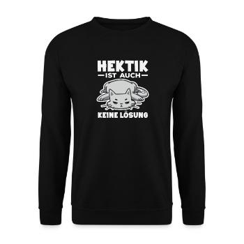 Lustiges Katze Keine Motivation Spruch - Unisex Pullover - Schwarz - Vorne - Alina (178cm) & Michal (187cm)