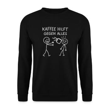 Coffee helps against everything stick figure - Unisex Sweatshirt - black - Front - Alina (178cm) & Michal (187cm)