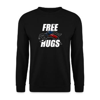 Free Hugs Funny Wrestling Wrestler - Unisex Sweatshirt - black - Front - Alina (178cm) & Michal (187cm)