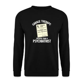 Thérapie de garage moins chère que le devis de voiture d’un psychiatre - Sweat-shirt Unisexe - noir - Devant - Alina (178cm) & Michal (187cm)