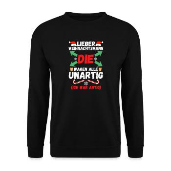 Weihnachtsmann Die Waren Alle Unartig Weihnachts - Unisex Pullover - Schwarz - Vorne - Alina (178cm) & Michal (187cm)