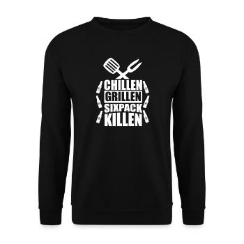 Griller un six-pack de tuerie / Dire drôle sur le barbecue - Sweat-shirt Unisexe - noir - Devant - Alina (178cm) & Michal (187cm)