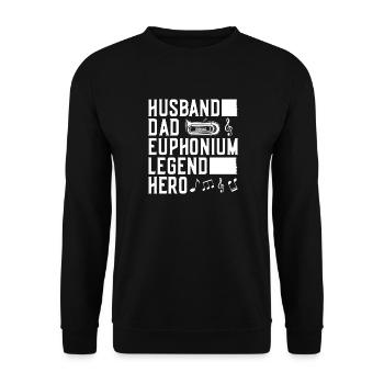 Baryton Mari Père Légende Héros Euphonium - Sweat-shirt Unisexe - noir - Devant - Alina (178cm) & Michal (187cm)