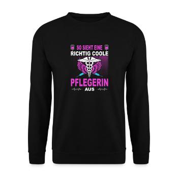 Pflegerin Geschenke Pflege Lustig Krankenpflegerin - Unisex Pullover - Schwarz - Vorne - Alina (178cm) & Michal (187cm)