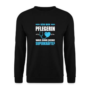 Pflegerin Geschenke Pflege Lustig Krankenpflegerin - Unisex Pullover - Schwarz - Vorne - Alina (178cm) & Michal (187cm)