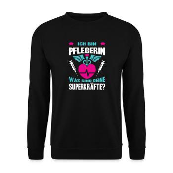 Pflegerin Geschenke Pflege Lustig Krankenpflegerin - Unisex Pullover - Schwarz - Vorne - Alina (178cm) & Michal (187cm)