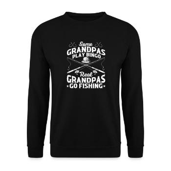Real Grandpas Go Fishing Funny Angler Quote - Unisex Sweatshirt - black - Front - Alina (178cm) & Michal (187cm)