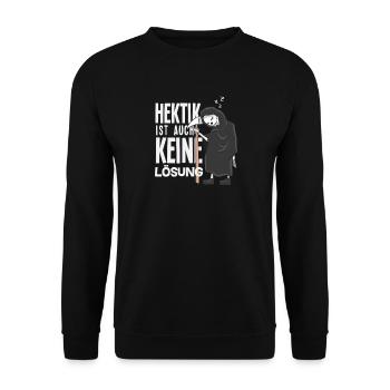 Lustiges Sensenmann Keine Motivation Spruch - Unisex Pullover - Schwarz - Vorne - Alina (178cm) & Michal (187cm)