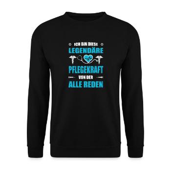 Pflegerin Geschenke Pflege Lustig Krankenpflegerin - Unisex Pullover - Schwarz - Vorne - Alina (178cm) & Michal (187cm)
