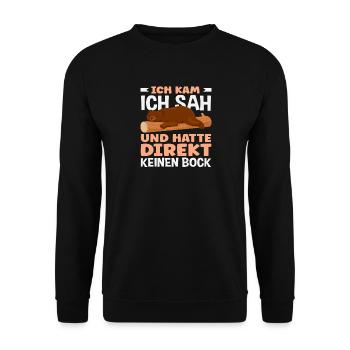 Lustiges Bär Keine Motivation Spruch - Unisex Pullover - Schwarz - Vorne - Alina (178cm) & Michal (187cm)