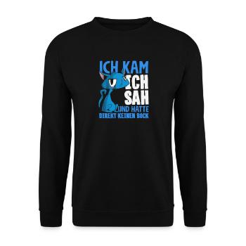 Lustiges Katze Keine Motivation Spruch - Unisex Pullover - Schwarz - Vorne - Alina (178cm) & Michal (187cm)