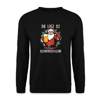 Weihnachtsmann Weihnachtszeit Bier Saufen Weihnach - Unisex Pullover - Schwarz - Vorne - Alina (178cm) & Michal (187cm)