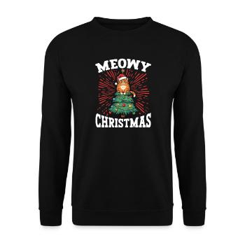 Meowy Christmas Fun Cat Holiday - Unisex Sweatshirt - black - Front - Alina (178cm) & Michal (187cm)