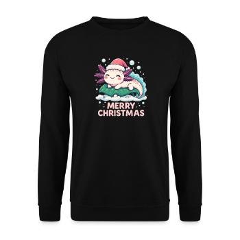 Mignon Axolotl Joyeux Noël - Sweat-shirt Unisexe - noir - Devant - Alina (178cm) & Michal (187cm)