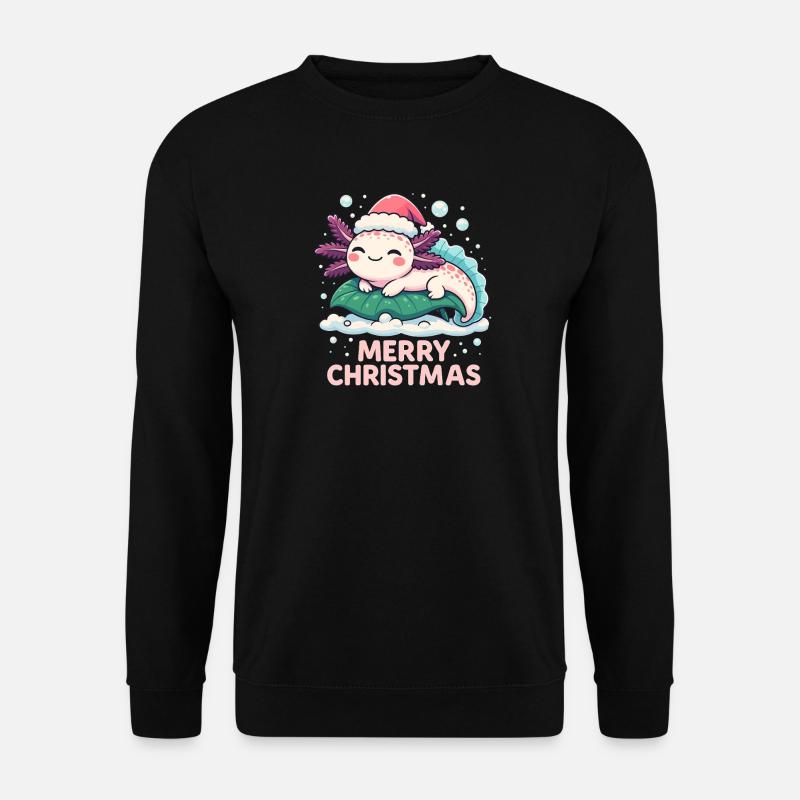 Netter Axolotl Frohe Weihnachten - Unisex Pullover - Schwarz