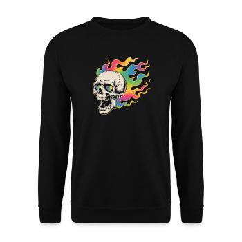 Crâne psychédélique dans un design de feu - Sweat-shirt Unisexe - noir - Devant - Alina (178cm) & Michal (187cm)