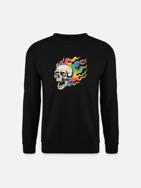 Psychedelic skull in fire design - Unisex Sweatshirt - black