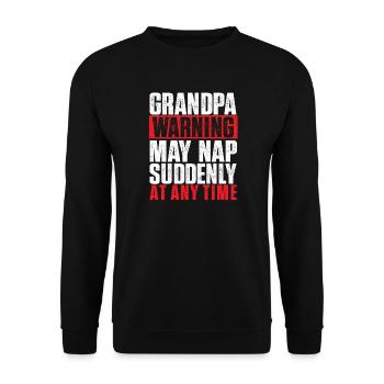 Grandpa Warning May Nap Suddenly Funny Retirement  - Unisex Sweatshirt - black - Front - Alina (178cm) & Michal (187cm)
