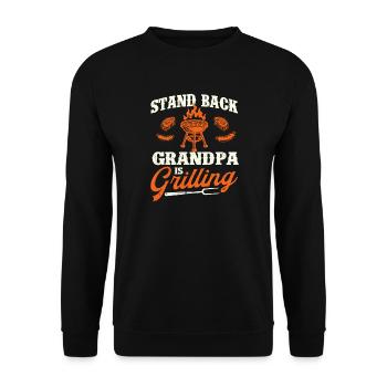 Stand Back Grandpa Is Grilling Funny BBQ Pitmaster - Unisex Sweatshirt - black - Front - Alina (178cm) & Michal (187cm)