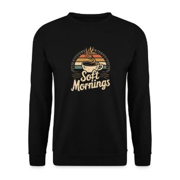 Soft Mornings – Vintage Morgenkaffee - Unisex Pullover - Schwarz - Vorne - Alina (178cm) & Michal (187cm)