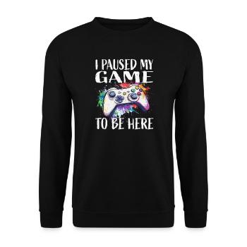 I paused my game – colored gamepad - Unisex Sweatshirt - black - Front - Alina (178cm) & Michal (187cm)