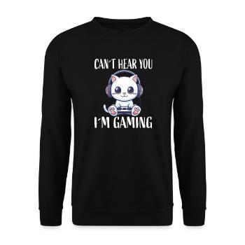Gaming cat with headphones - Unisex Sweatshirt - black - Front - Alina (178cm) & Michal (187cm)