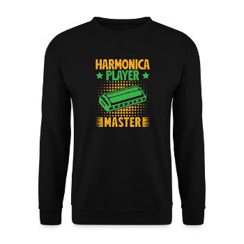 Funny Harmonica Player Master Harmonica - Unisex Pullover - Schwarz - Vorne - Alina (178cm) & Michal (187cm)