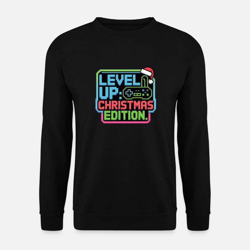 Level Up zu Weihnachten - Pixel Gamer Geschenk - Unisex Pullover - Schwarz