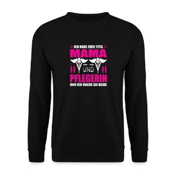 Mom and caregiver - Unisex Sweatshirt - black - Front - Alina (178cm) & Michal (187cm)