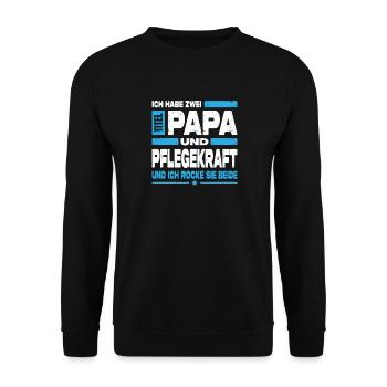 Papa et aidant - Sweat-shirt Unisexe - noir - Devant - Alina (178cm) & Michal (187cm)