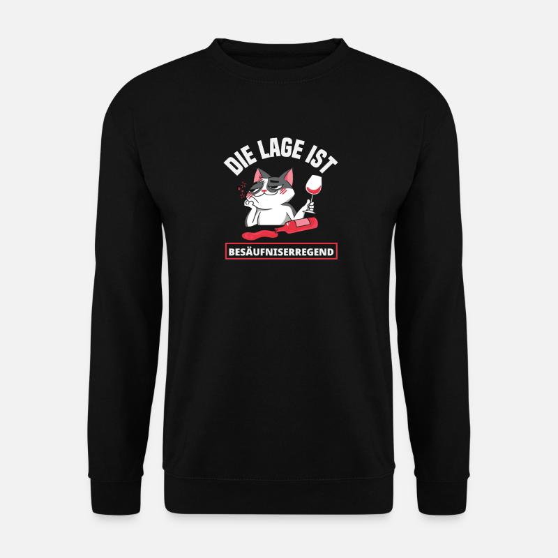 The situation is drunken, cat - Unisex Sweatshirt - black