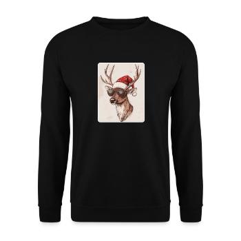 Reindeer Deer Antlers Reindeer Vintage Christmas - Unisex Sweatshirt - black - Front - Alina (178cm) & Michal (187cm)