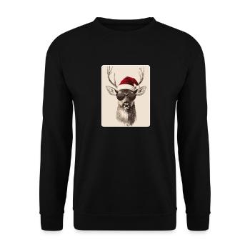 Reindeer Deer Antlers Reindeer Vintage Christmas - Unisex Sweatshirt - black - Front - Alina (178cm) & Michal (187cm)