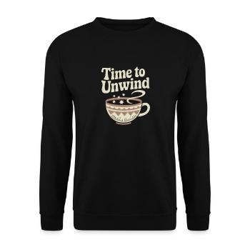 Time to Unwind – Vintage Teacup - Unisex Sweatshirt - black - Front - Alina (178cm) & Michal (187cm)