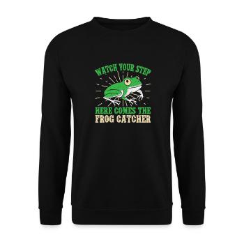 Attrape-grenouilles Surveillez votre grenouille - Sweat-shirt Unisexe - noir - Devant - Alina (178cm) & Michal (187cm)
