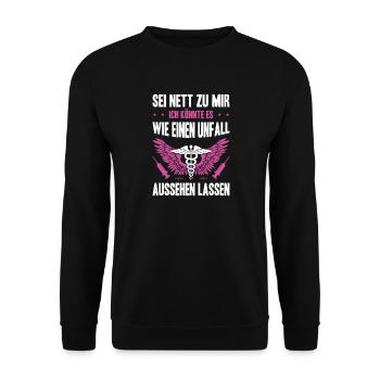 Nurse Gifts Nursing Funny Nurse - Unisex Sweatshirt - black - Front - Alina (178cm) & Michal (187cm)