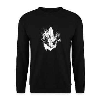Energetische Surfer-Illustration Surfen - Unisex Pullover - Schwarz - Vorne - Alina (178cm) & Michal (187cm)