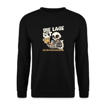 Die Lage ist besäufniserregend Skelett - Unisex Pullover - Schwarz - Vorne - Alina (178cm) & Michal (187cm)