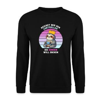 Il me tend la manette que la reine veut jouer - Sweat-shirt Unisexe - noir - Devant - Alina (178cm) & Michal (187cm)