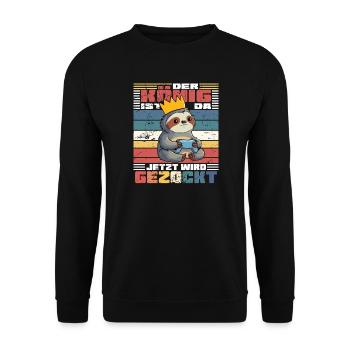 The King Gambling - Unisex Sweatshirt - black - Front - Alina (178cm) & Michal (187cm)