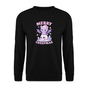 Crâne de Noël gothique pastel de chat Merry Creepmas - Sweat-shirt Unisexe - noir - Devant - Alina (178cm) & Michal (187cm)