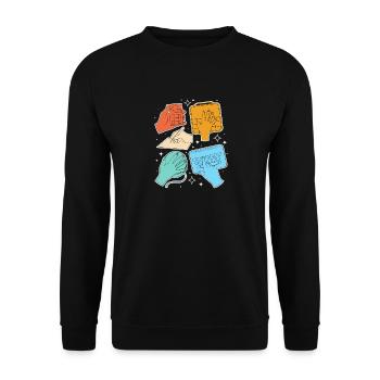 SLP Gebärdensprache AAC Kommunikation - Unisex Pullover - Schwarz - Vorne - Alina (178cm) & Michal (187cm)