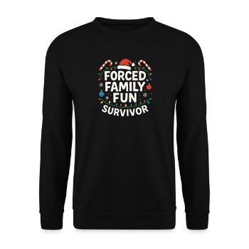 Forced Family Fun Survivor Christmas Xmas Humor - Unisex Sweatshirt - black - Front - Alina (178cm) & Michal (187cm)