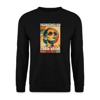 Retro Procrastinate Vibes - Unisex Sweatshirt - black - Front - Alina (178cm) & Michal (187cm)
