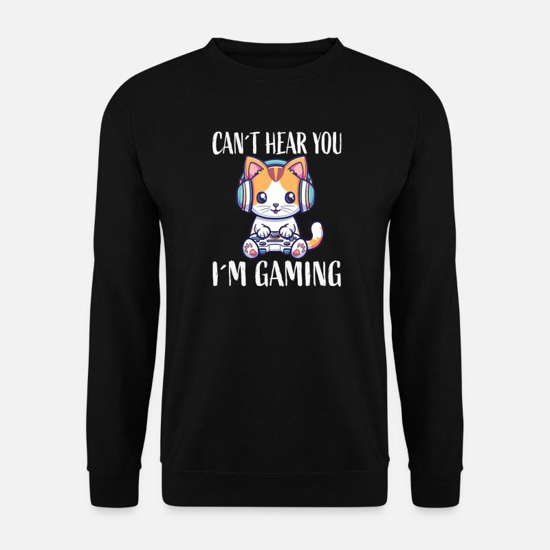 Kätzchen mit Headset beim Gaming - Unisex Pullover - Schwarz