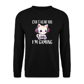 Cat Gaming While Gaming - Unisex Sweatshirt - black - Front - Alina (178cm) & Michal (187cm)