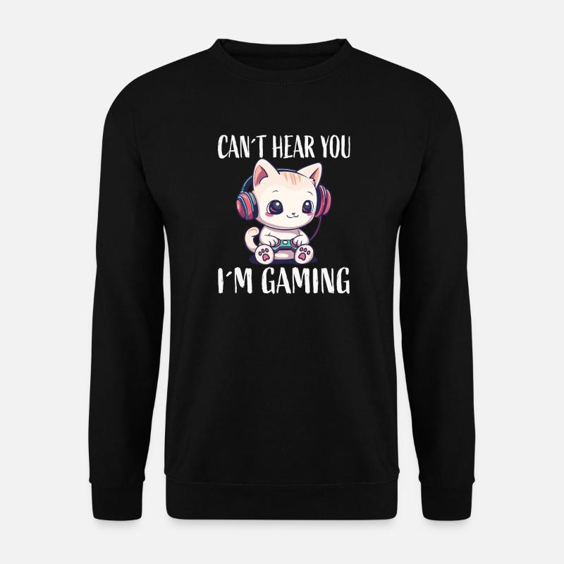 Cat Gaming While Gaming - Unisex Sweatshirt - black