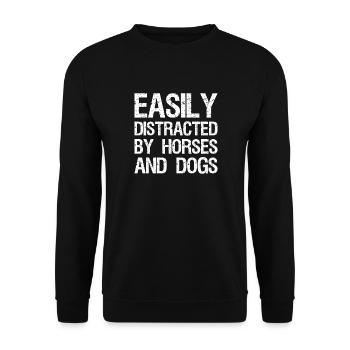 Easily distracted by-horses and dogs - Unisex Sweatshirt - black - Front - Alina (178cm) & Michal (187cm)